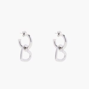 Marc Jacobs Charmed Double Heart Hoops ασημι | 23RKFQYLD