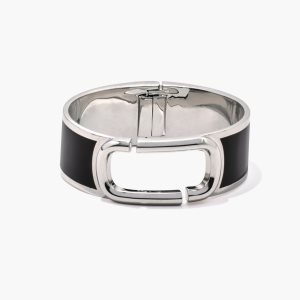 Marc Jacobs J Marc Large Hinge Bangle μαυρα ασημι | 27AMFINLU