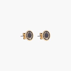 Marc Jacobs Medallion Studs μαυρα χρυσο χρωμα | 18INYOFRV