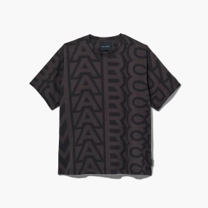 Marc Jacobs Monogram Big T-Shirt μαυρα γκρι | 70KMXLYGC