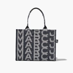 Marc Jacobs Monogram Denim Large Tote μπλε | 70JMYQXSL