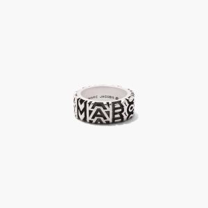 Marc Jacobs Monogram Engraved Ring ασημι | 65BJXSNPA