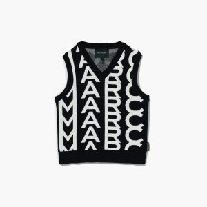 Marc Jacobs Monogram Knit Vest μαυρα ασπρα | 15MUTXDEL