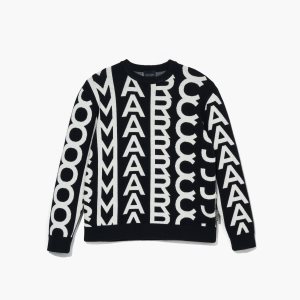 Marc Jacobs Monogram Oversized Crewneck μαυρα ασπρα | 56UMBNCQH