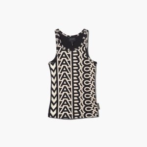 Marc Jacobs Monogram Rib Tank μαυρα ασπρα | 98HDIYXNP