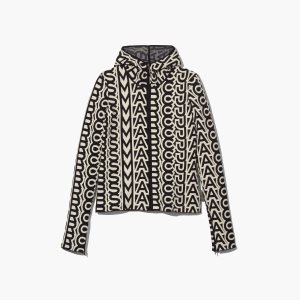 Marc Jacobs Monogram Scuba Zip Up μαυρα ασπρα | 34PLRQJIF