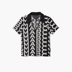 Marc Jacobs Monogram Terry Polo μαυρα ασπρα | 30CTQOBMP