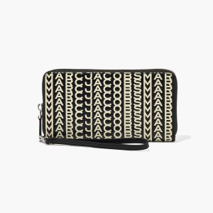 Marc Jacobs Monogram δερματινα Continental Wristlet Wallet μαυρα ασπρα | 27VNQHSMX