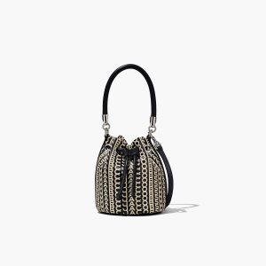 Marc Jacobs Monogram δερματινα Micro Bucket Bag μαυρα ασπρα | 32GJBFRYP
