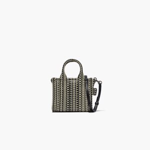 Marc Jacobs Monogram δερματινα Micro Tote μαυρα ασπρα | 87WEKMFGR