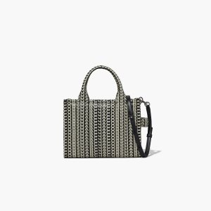 Marc Jacobs Monogram δερματινα Mini Tote μαυρα ασπρα | 40CQWALZH