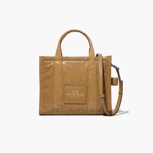 Marc Jacobs Shiny Crinkle Medium Tote Bag ανοιχτο καφε | 54JHBXPCS