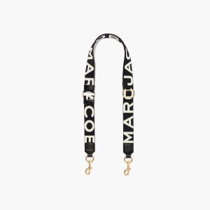 Marc Jacobs Thin Logo Webbing λουρακια μαυρα ασπρα | 85QHWMVLP