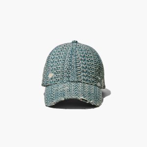 Marc Jacobs Washed Monogram Denim Baseball Cap πορτοκαλι μπλε | 64BVOWCDX