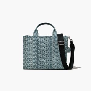 Marc Jacobs Washed Monogram Denim Medium Tote Bag πορτοκαλι μπλε | 10ZYNLFKA