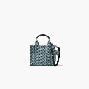 Marc Jacobs Washed Monogram Denim Micro Tote Bag πορτοκαλι μπλε | 71HPRNYKT
