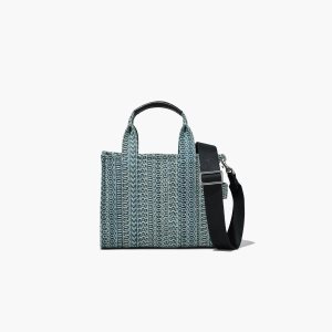 Marc Jacobs Washed Monogram Denim Mini Tote Bag πορτοκαλι μπλε | 26FDYXAMR