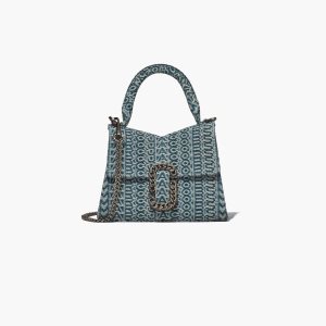 Marc Jacobs Washed Monogram Denim St. Marc Mini Top Handle πορτοκαλι μπλε | 05KFGNCWL