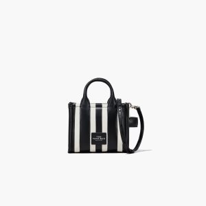 Marc Jacobs Ριγέ Micro Tote Bag μαυρα ασπρα | 91YMHDRET