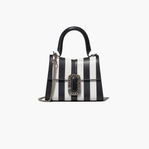 Marc Jacobs Ριγέ St. Marc Mini Top Handle μαυρα ασπρα | 03XLKOSIP